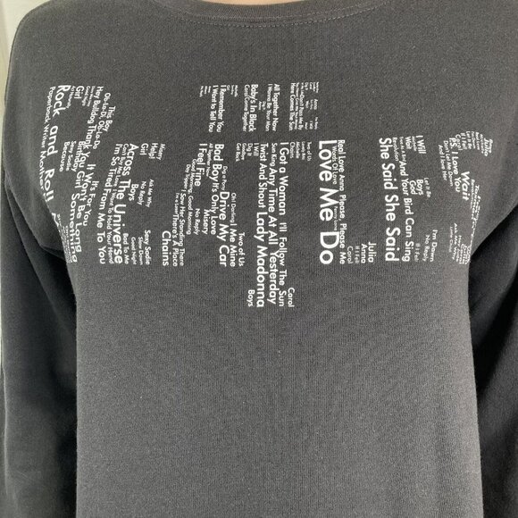 The Beatles Sweat Shirt Womens XS Black White Spell out Stretch - Picture 7 of 8